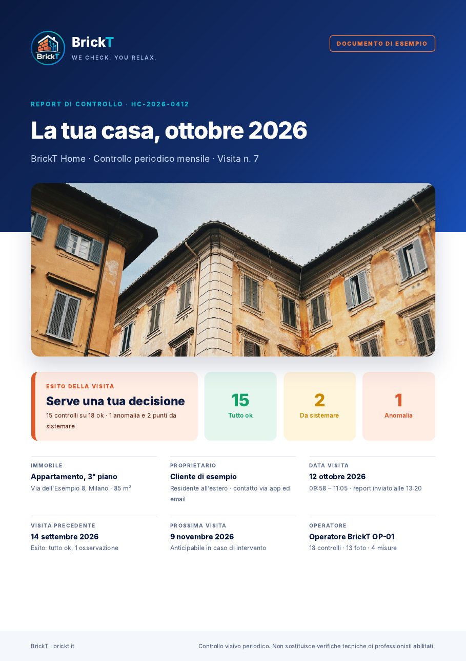 Copertina del report di esempio